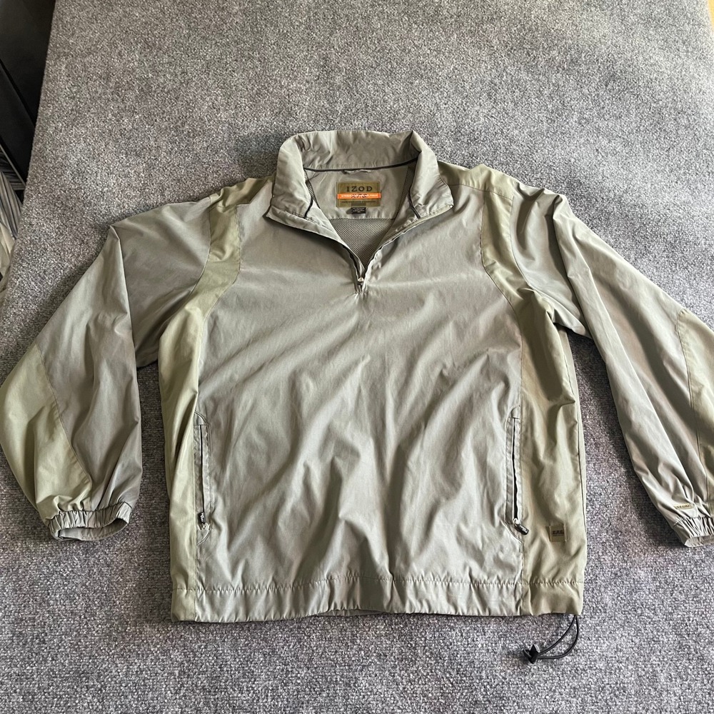IZOD XFG Mensβ XL Khaki Green Quarter Zip Golf Windbreaker Pullover Jacket